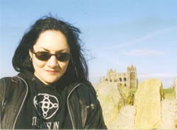 Photo of Saskia taken at Whitby Abbey on the North East coast of Yorkshire, England